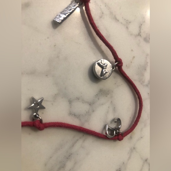 Dior wrap charm bracelet silver with red cord - Picture 1 of 4